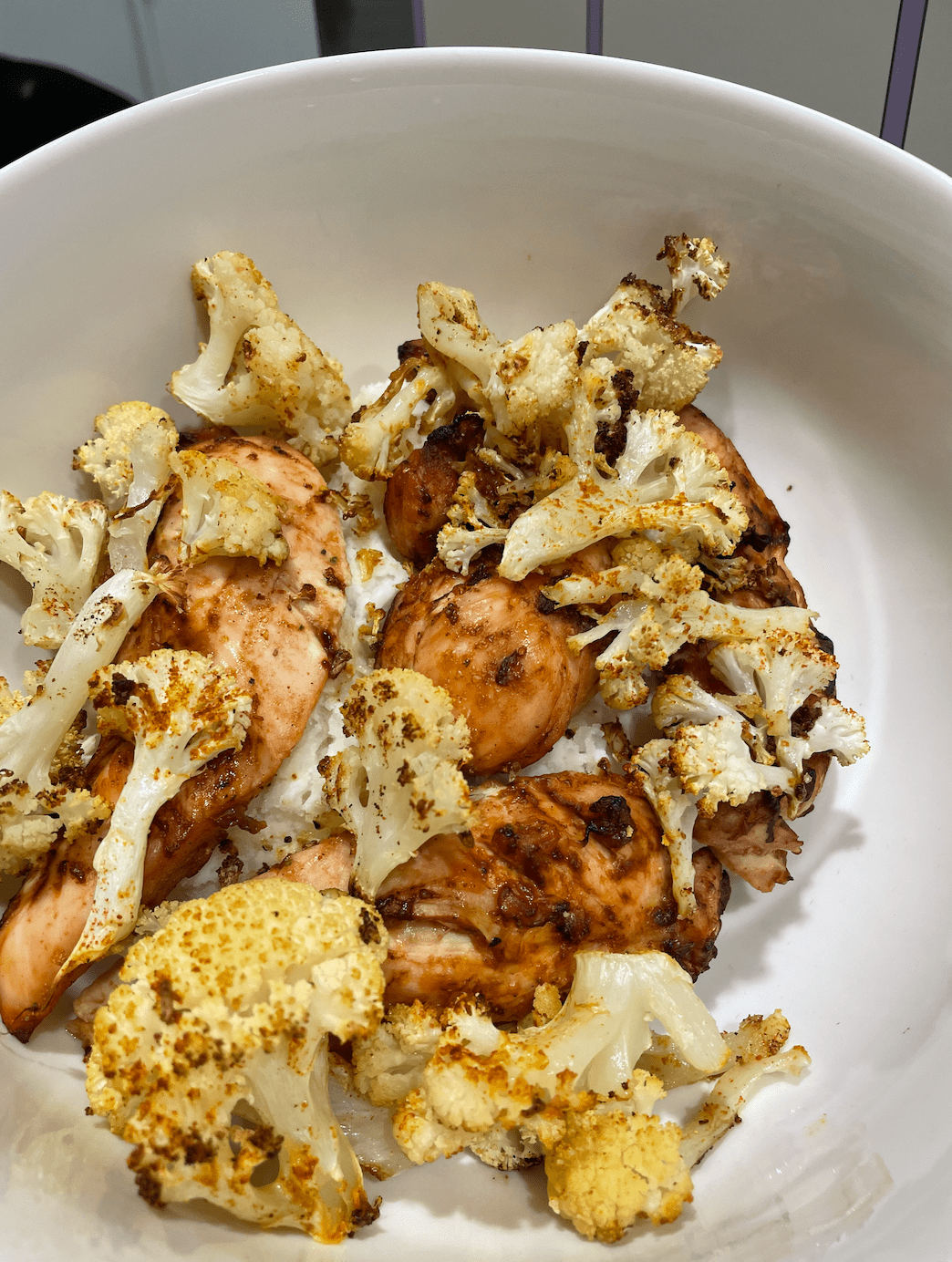 BBQ Chicken + Roasted Cauliflower, Mashed Potato Bowl
