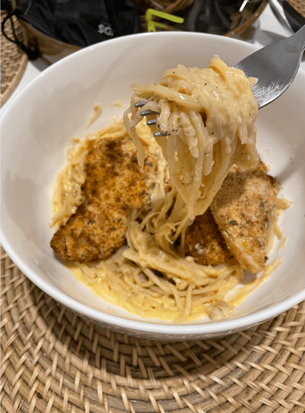 Hearts of Palm Mac & Cheese with Crispy Chicken